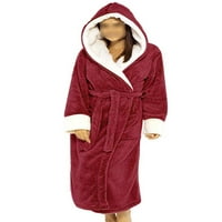 Bomotoo dame s kapuljačom za spavanje Sherpa haljina čvrsta boja Fuzzy plišani ogrtač casual hawner