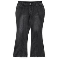Gureui Ženske vintage plant hlače Ležerne prilike pune boje Retro Stretchy patentni patentni patentni patentni patentni donji dno Slim Jeans Streetwear