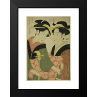 Eishōsai Chōki crni moderni uokvireni muzej umjetnički print pod nazivom - zabavljač Tamino i posluživanje