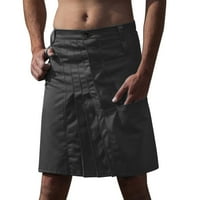 Wozhidaoke muške hlače Muške modne casual škotskog stila Retro Solid Džepne suknje Black XL