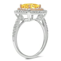2.16ct Princess Cut žut prirodni citrin 14K Dok godišnjica ruža Gold Angagement Halo prstena veličine