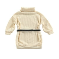 Džemper za djevojčice DouHoow Jesenji čvrsti dugi rukav pletena ravna haljina