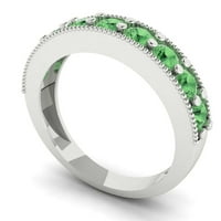 1. CT sjajan okrugli rez simulirani zeleni dijamant 18k bijeli zlatni bend SZ 8,75
