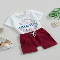 Wassery Toddler Newbornorođene dječake 4. jula Outfits American Flag Summer Tee Majica Kratke hlače