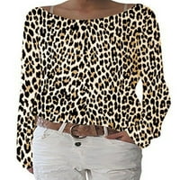 Ženska kravata Dye labava majica Bluza s dugim rukavima Ležerne prilike Leopard Khaki 2xl