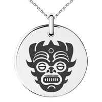Aztec od nehrđajućeg čelika Aztec Ratni maska ​​runa ugravirana mala medaljon krug šarm privjesak ogrlica