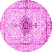 Ahgly Company u zatvorenom okruglom medaljon ružičaste tradicionalne prostirke područja, 7 'okruglo
