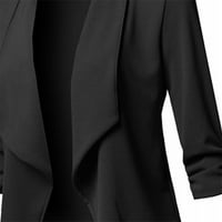 Ženski vrhovi u boji čvrsti otvoreni prednji kardigan dugi rukav casual jakne crna l