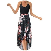 Ženska cvjetna sitnica Maxi haljina za sunčanje na plaži Boho haljine pokloni na klirensu crni 5xl