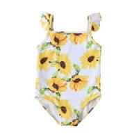 TODDLER Ljetne djevojke bez rukava od suncokreta za cvijet suncokreta Print Yellow kupaći kostimi kupaći