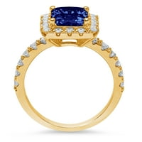 3,84ct smaragdni rez plavi simulirani tanzanite 14k žuti zlatni godišnjički angažman halo prstena veličine