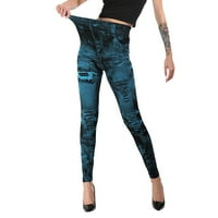 Meke tajice za žene Tummy Control traperice donje hlače obojene joge hlače visoko elastične tanke devet