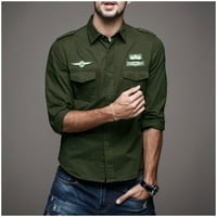 Košulje za čišćenje za muškarce Pokazano dugih rukava vojna jakna vojska zelena XL