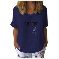 Yubatuo ženske vrhove ženske košulje s kratkim rukavima, tiskani V-izrez na vrhu majica labave majice