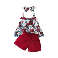 Dječja suknja Dečji dečji dečji bebe bez rukava sa ramena cvjetni luk Top haljina čipke Up Shorts Child