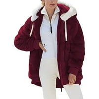 Viikei pulover dukseve za žene zip up hoodie žene plus veličine žene plus sizijski zimski topli labavi plišani kaput sa kapuljačom