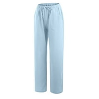 LEVMJIA Ljeto Žene pamučne posteljine široke noge hlače za čišćenje trendi solidne vučne kantalone hlače