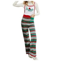 Miayilima Green XL Jumpsuits za ženske kombinezone za žene pletene snježne pahulje tiskali su božićne