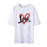 Žene majica za Valentinovo Love Heart Grafički ispisani par Tees kratki rukav plus veličine labavi fit