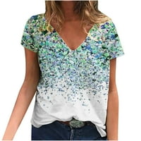 Ženska modna žena kauzalna bluza za ispis na vratu kratki rukav majica ljetnih vrhova