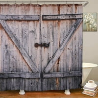 Rustikalna tuš zavjesa drvena barna vrata seoski kuća drva vintage tuš za zavjese za kupatilo dekor