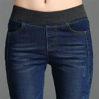 Caicj široke pantalone za noge za žene ženske vintage plaćene casual džepne hlače sa potezom elastičnog