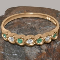 Britanci napravio je 10k Rose Gold Prirodni dijamant i smaragdni ženski prsten za vječnost - Veličine