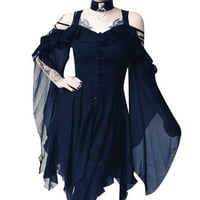 Haljine Ženska moda Tamna u ljubavi Ruffle rukavi s ramena Gotic Midi haljine L l