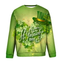 Voncos Dukseri za muškarce Cleariance Casual Top Crew pulover Bluza 3D tiskani Dnevni majica ST Patricks