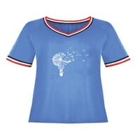 Pfysire ženski maslački kratki rukav s majicama V majice V bluza izreza svijetlo plava l