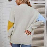 Printoxy Womens Dukseri Color Block Ležerne prilike Klintne džemper Ležerne prilike sa dugim rukavima
