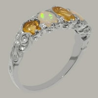 Britanci izrađeni sterling srebrni prirodni citrinski citrinski i opal ženski prsten - veličine opcije