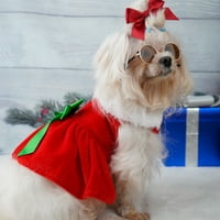 Aosijia božićna haljina za pse crvena santa claus suknja sa zelenim bowtiem xmas pse štene kostim djevojke