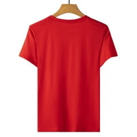 Daqian Womens Plus Veličina T-majice Plaćanje modne žene casual božićni ispis Pulover kratkih rukava majica na vrhu bluza plus veličine za žene crvene 6