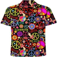 Hippie print majica za muškarce Retro Big i visoki gumb dolje majice Casual Aloha majice kratkih rukava