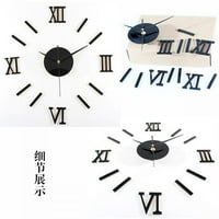 Veliki 3D DIY zidni sat, džinovski rimski brojčani sat bez okvira Ogledalo Veliki zidni ukras Clock