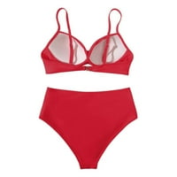 Kupaći kostimi HIMIWAY Ženski proljetni i ljetni seksi print Split High Struk bikini kupaći kostim crveni