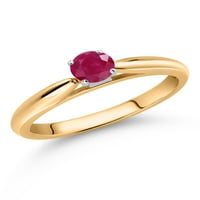 Gem Stone King 10k žuti zlato Crveni rubin Solitaire Angažman prsten za žene