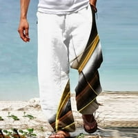 Penskeiy Cargo Hlače za muškarce Muškarci Ljetni povremeni modni tisak Elastični struk ravne pantalone