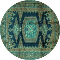 Ahgly Company Machine Persible Zaokreni krug perzijskih tirkiznih plavih tradicionalnih prostirki, 7