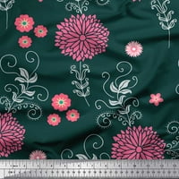 Soimoi Japan Crepe Satin Tkaninski listovi i Aster cvijet za štampanje tkanine sa dvorištem širom