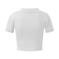 T majice za ženske majice Ljetna majica Vintage odjeća rebrasta čvrsta vitka pletena gornja gornja žetvu