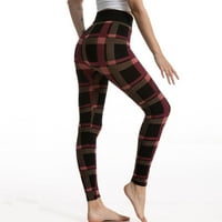 Ženske hlače Elastična termalna modna karirana ispis imitacija traper planinarske joge hlače