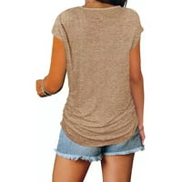 Dressy čipka za bluzu bluza Popularna majica kratkih rukava Khaki 3xl