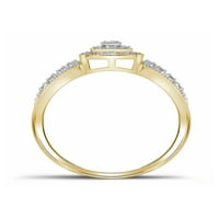 10KT Žuti zlatni okrugli dijamantski kvadratni klaster mladenka za venčanicu prsten za vjenčanje CTTW