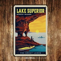 Retro Vintage Travel Lake and Lodge Great Lakes Lake Superior Retro poster Metal Limen za limenku Chic