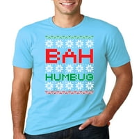 Bah Humbug ružni božićni džemper muške grafičke majice, svijetlo tirkiz, mali