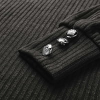 Ženski džemperi Dressy Casual Solid Color V-LEADER dugme čipkaste jesen i zimski topli džemper