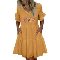 CACOMMARK PI Sunčane haljine za žene plus veličine Žensko ljetno casual cvjetni print casual kratki