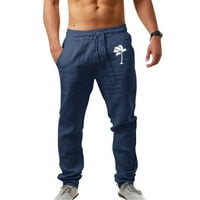 Wofedyo muške hlače Muške ispisene posteljine džepove čipke hlače velike veličine hlače Duksevi za muškarce